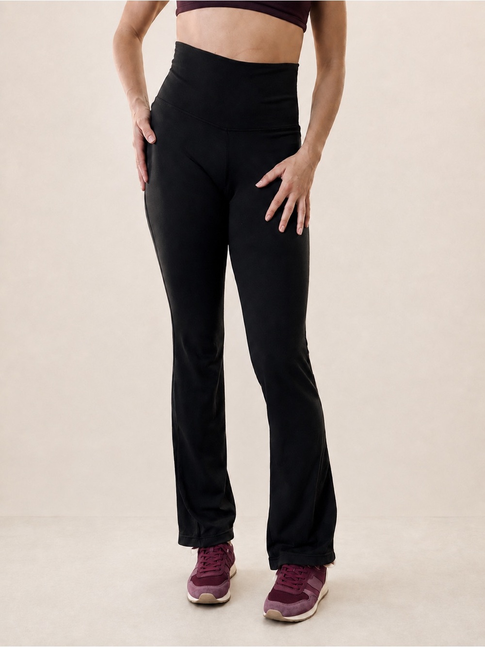 Prana Discontinued High Rise Split Hem Flare Yoga Pants Pilates Black XS